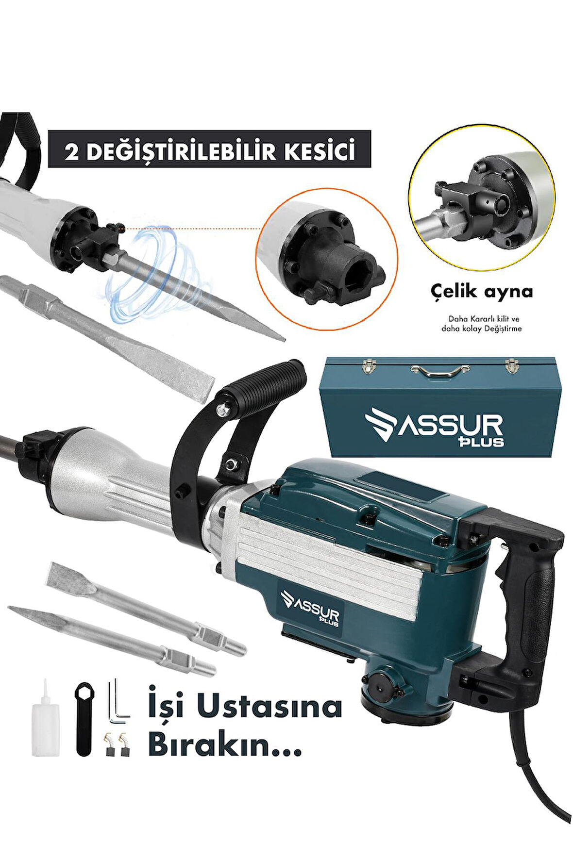 Assur Büyük Tip Kırıcı Hilti Kavrama Kollu 16 Kg 3 Metre Kablolu 65mm