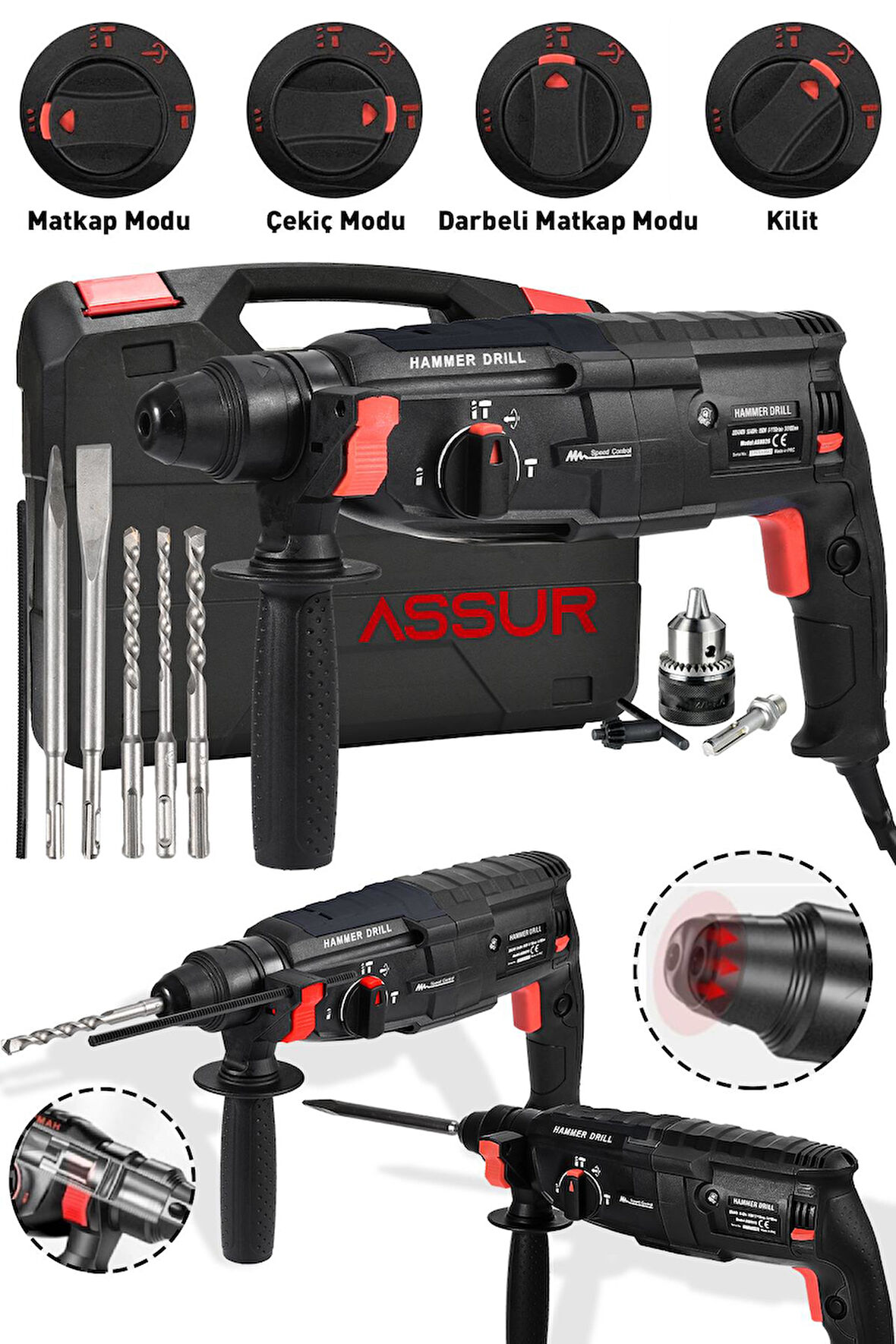 Assur Profesyonel Metal Şanzıman Kırıcı Delici Hilti Darbeli Matkap 2-28mm