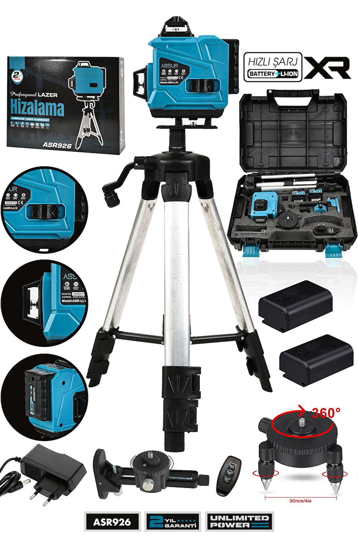 Assur 360° 16 Köşe Otomatik Hizalamalı Tripod'lu Lazer Metre