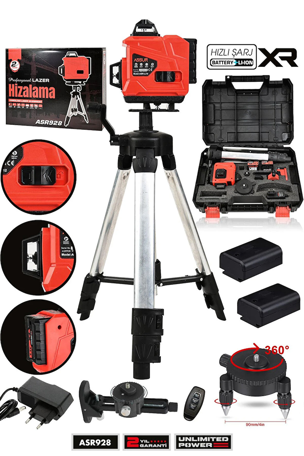 Assur 360° 16 Köşe Otomatik Hizalamalı Tripod'lu Lazer Metre