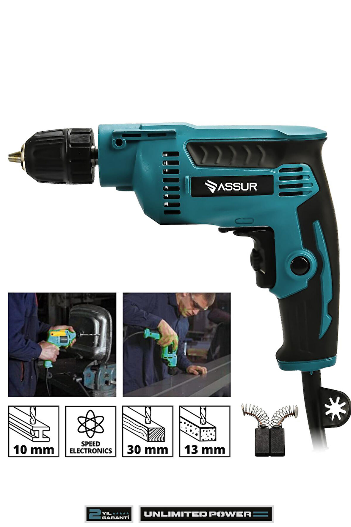 Assur 580W Metal Şanzıman 10mm Elektrikli Vidalama Matkap