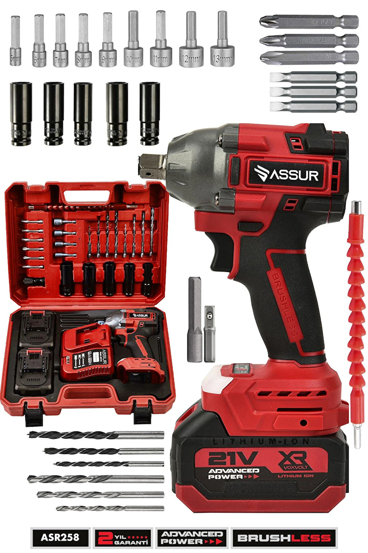 Assur 21V Çift Akülü Kömürsüz Darbeli Matkap 350Nm Somun Sıkma Sökme