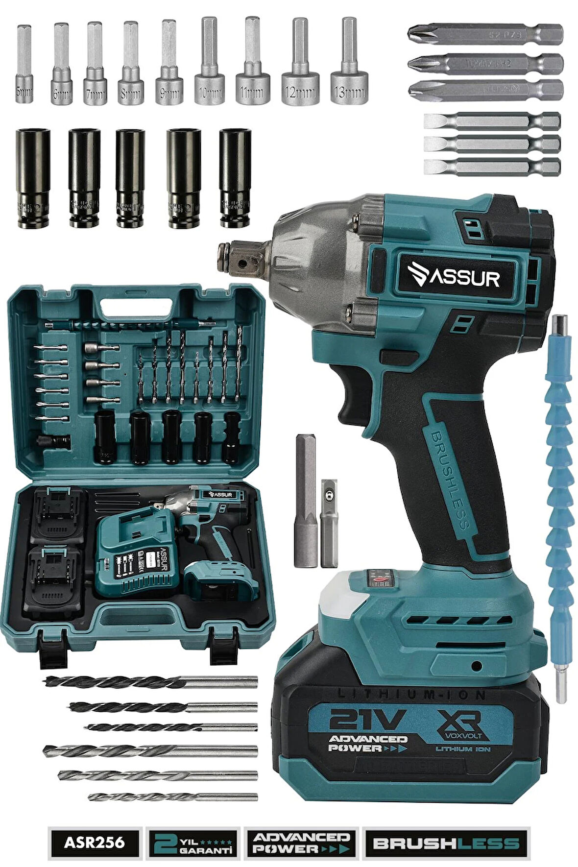 Assur 21V Çift Akülü Kömürsüz Darbeli Matkap 350Nm Somun Sıkma Sökme