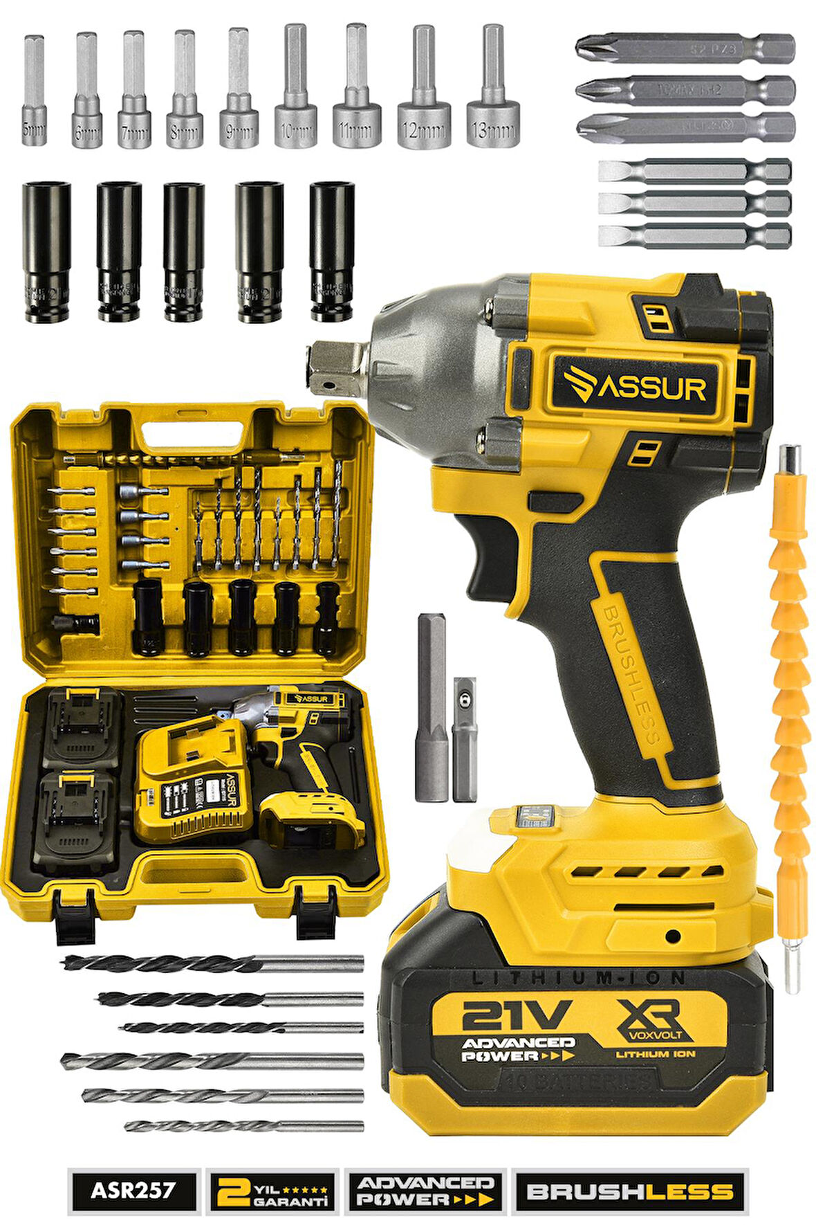 Assur 21V Çift Akülü Kömürsüz Darbeli Matkap 350Nm Somun Sıkma Sökme