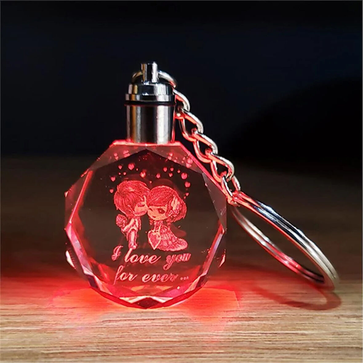 Işıklı Renk Değiştiren I Love You Kız Ve Erkek Tasarımlı Anahtarlık