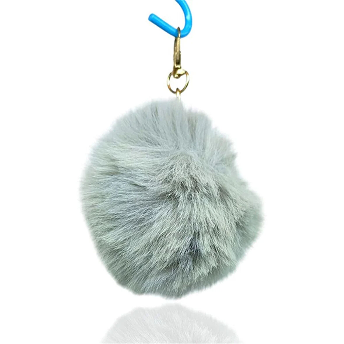 Peluş Ponpon Anahtarlık Gri
