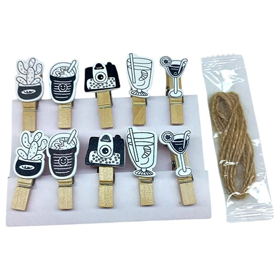 Ahşap Notluk Mandal Karma Tasarımlı