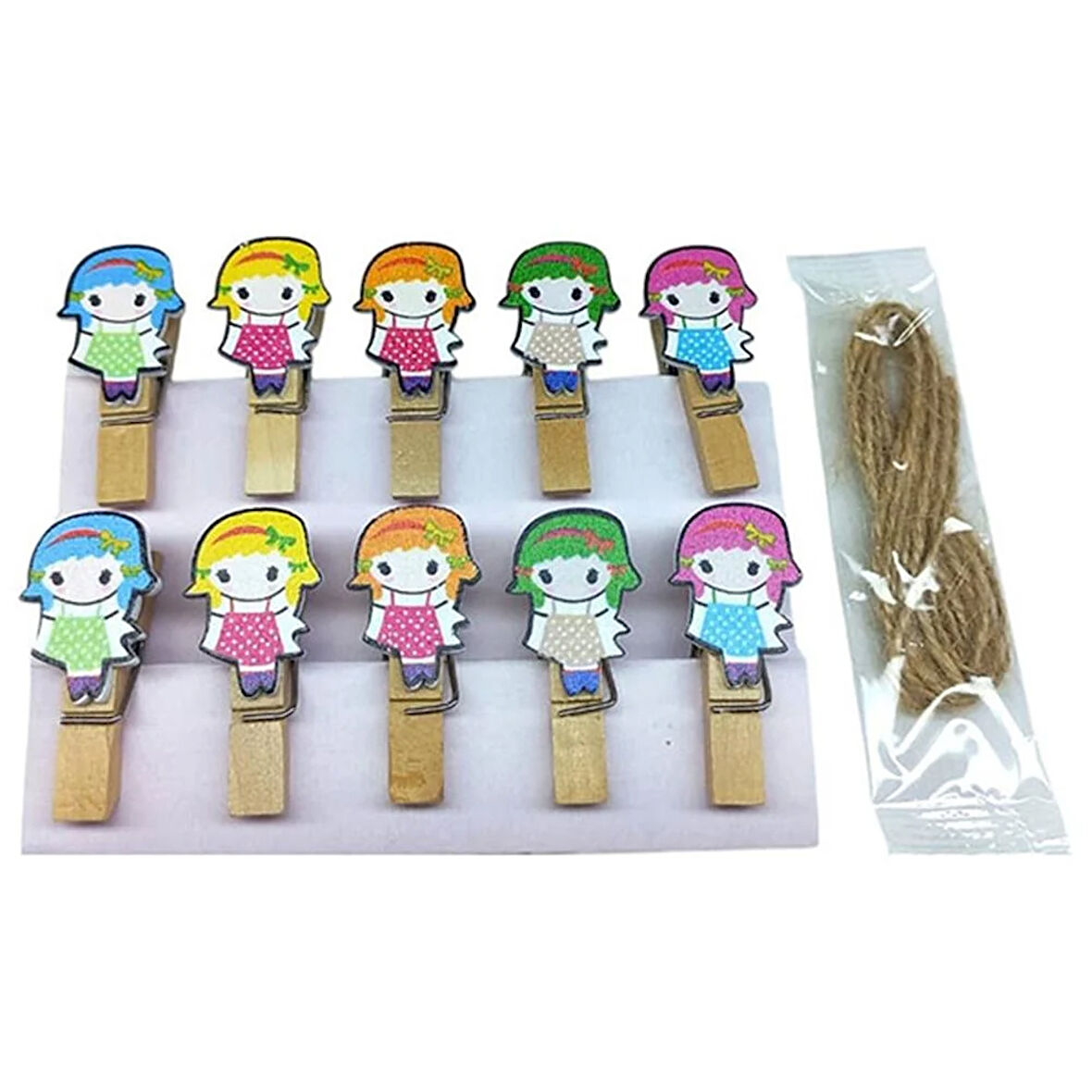 Ahşap Notluk Mandal Kız Tasarımlı