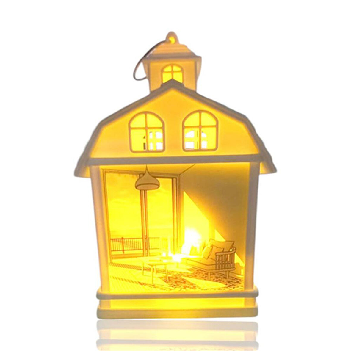 Ev Manzaralı Dekoratif Işıklı Led Gece Lambası Beyaz