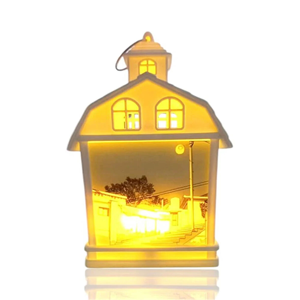 Sokak Manzaralı Dekoratif Işıklı Led Gece Lambası Beyaz