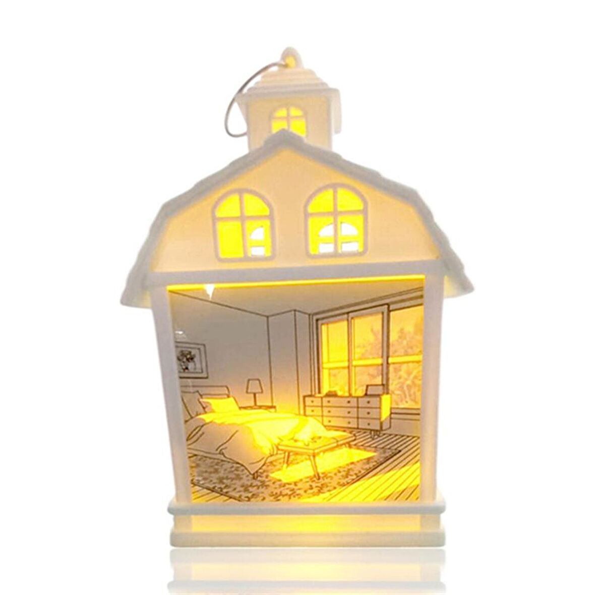 Oda Manzaralı Dekoratif Işıklı Led Gece Lambası Beyaz