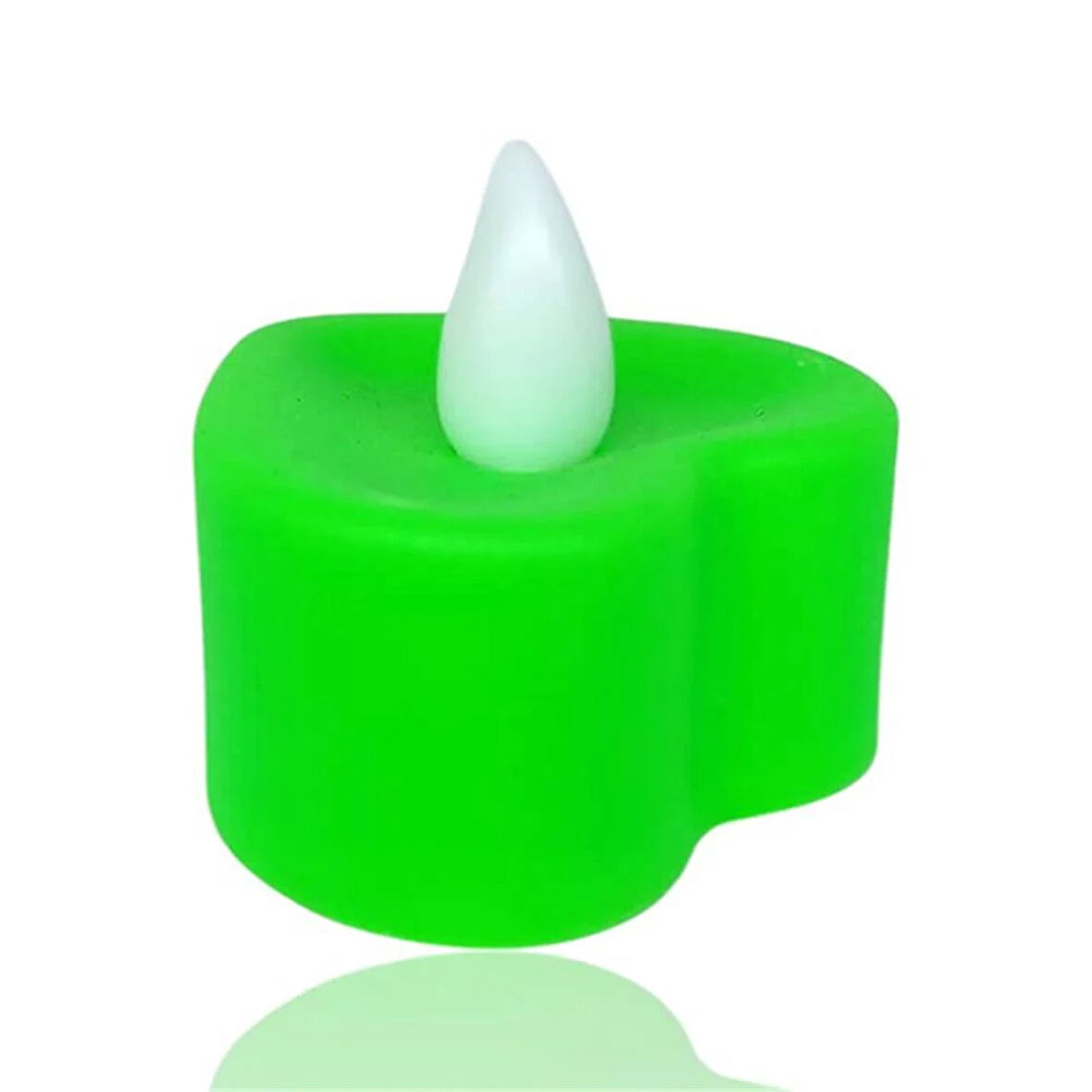 Kalp Model Işıklı Tealight Yeşil Mum