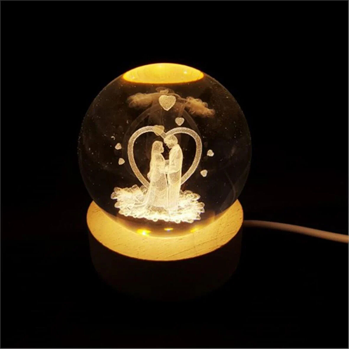 Sevgili Kalp Temalı Dekoratif Işıklı Küre