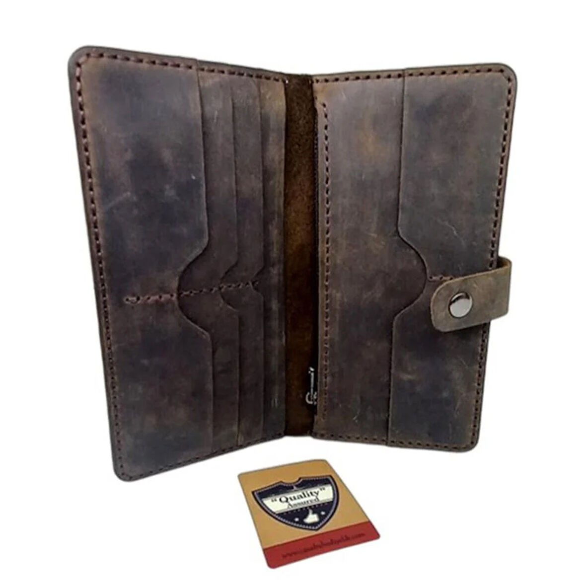 El Yapımı Telefon Kılıflı Hakiki Deri Cüzdan Kahverengi