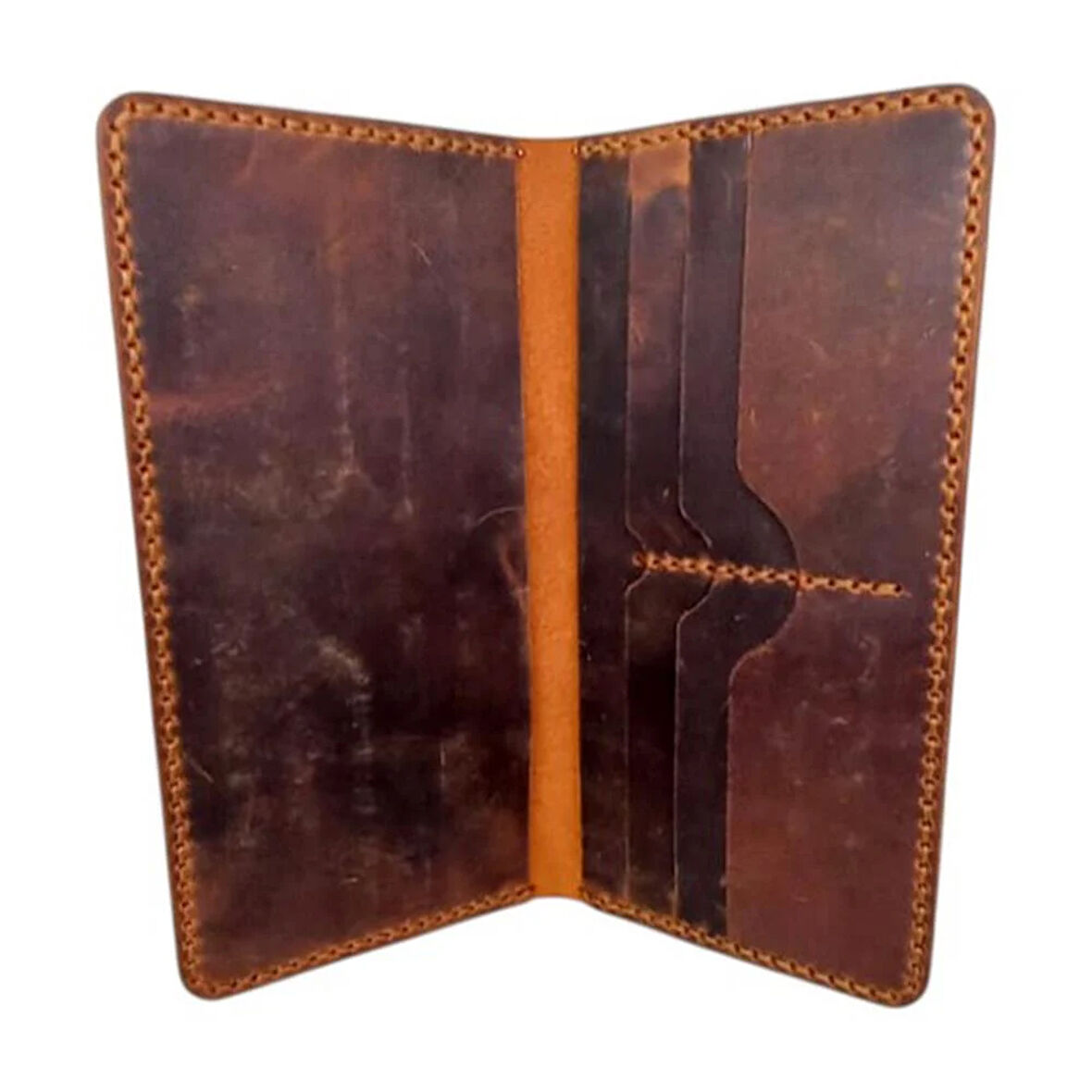 El Yapımı Telefon Bölmeli Hakiki Crazy Deri Cüzdan Taba