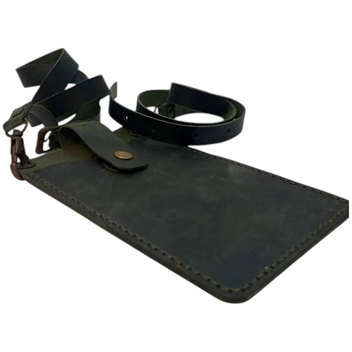 El Yapımı Hakiki Crazy Deri Telefonluk Yeşil