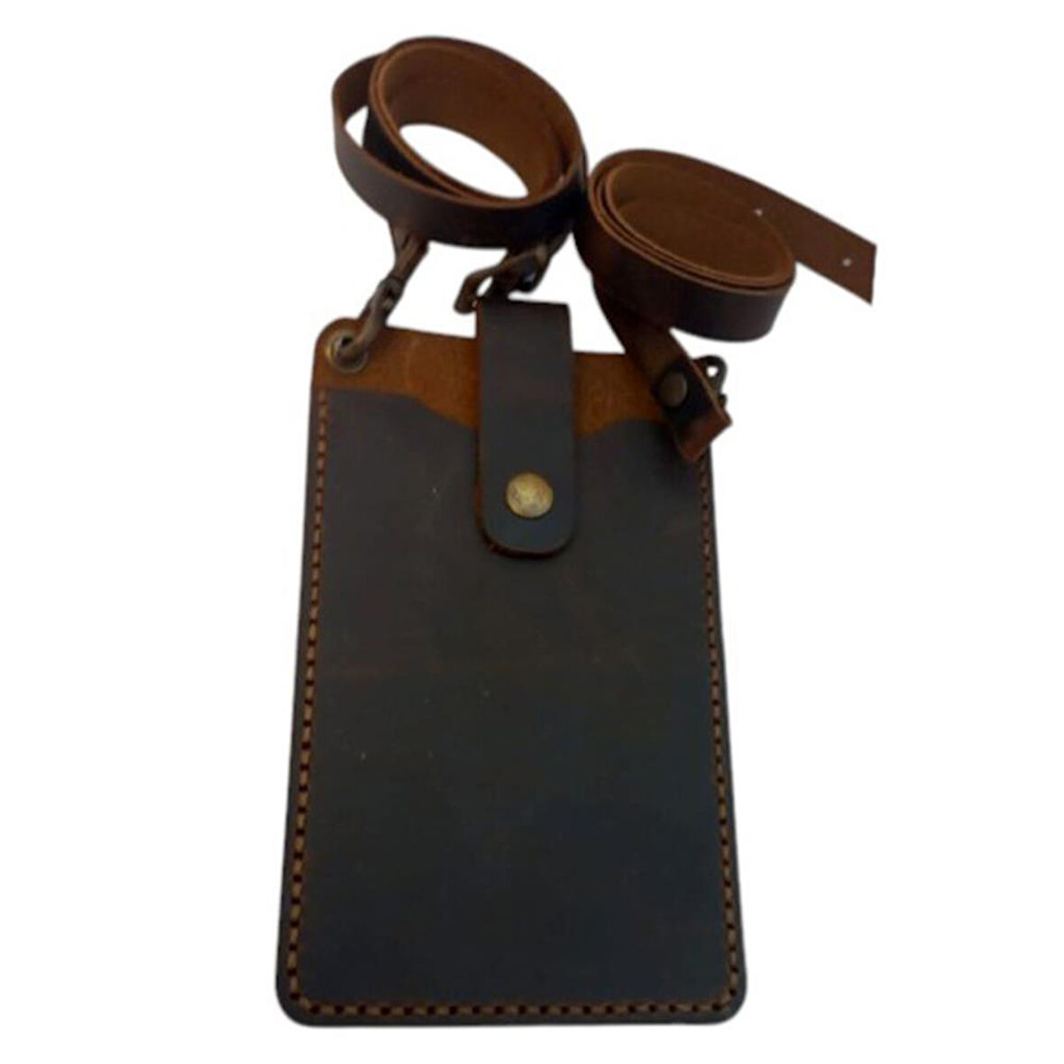 El Yapımı Hakiki Crazy Deri Telefonluk Kahverengi