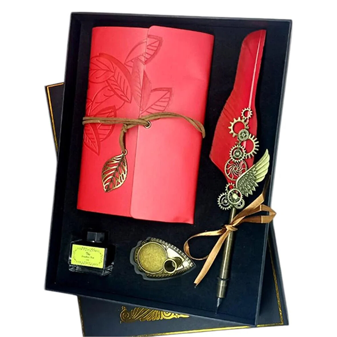 Tüylü Divid Retro Defter Set Mürekkepli Tüylü Divid Ayaklıklı