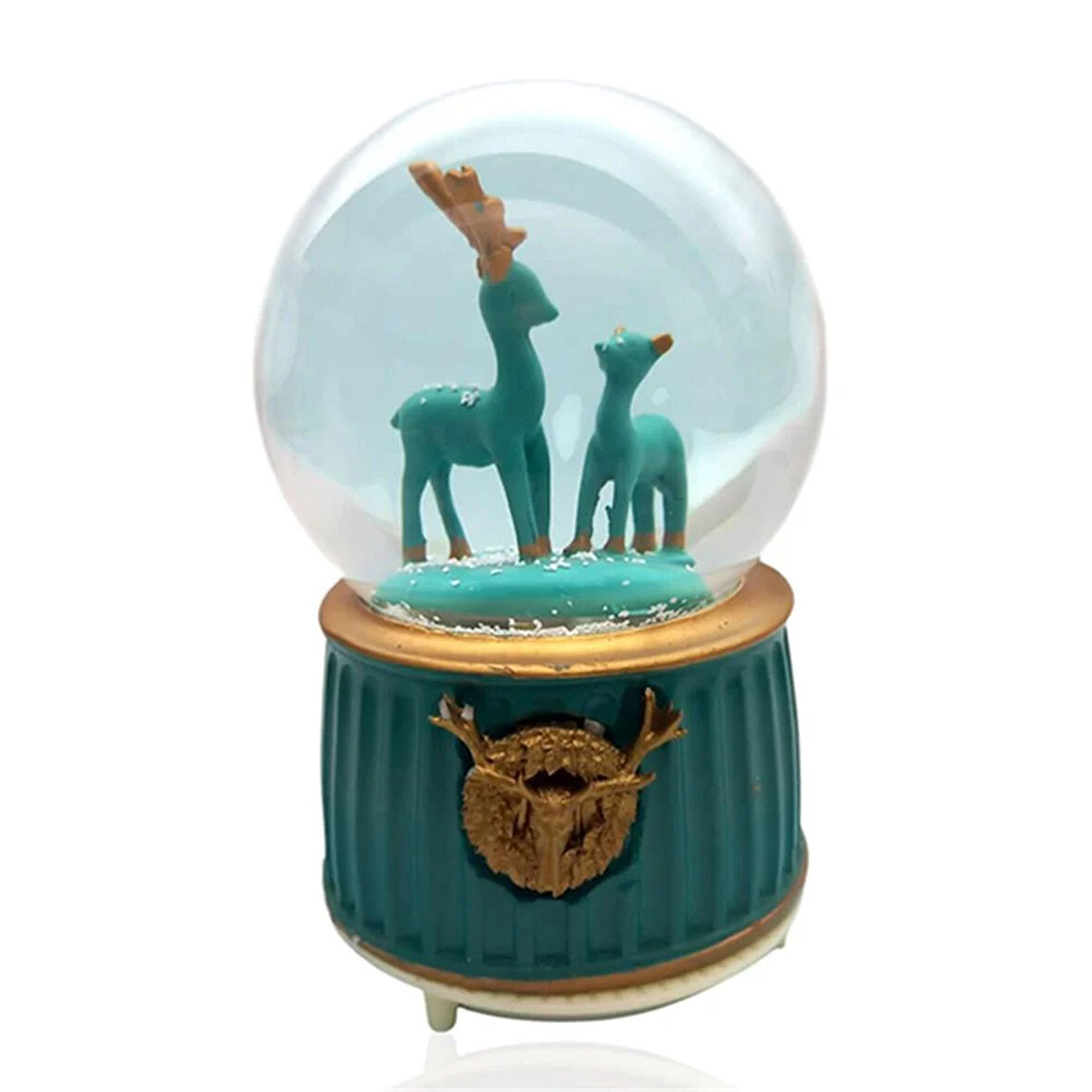 Müzikli Renk Değişiren Işıklı Kar Püskürtmeli Geyik Temalı Kar Küresi