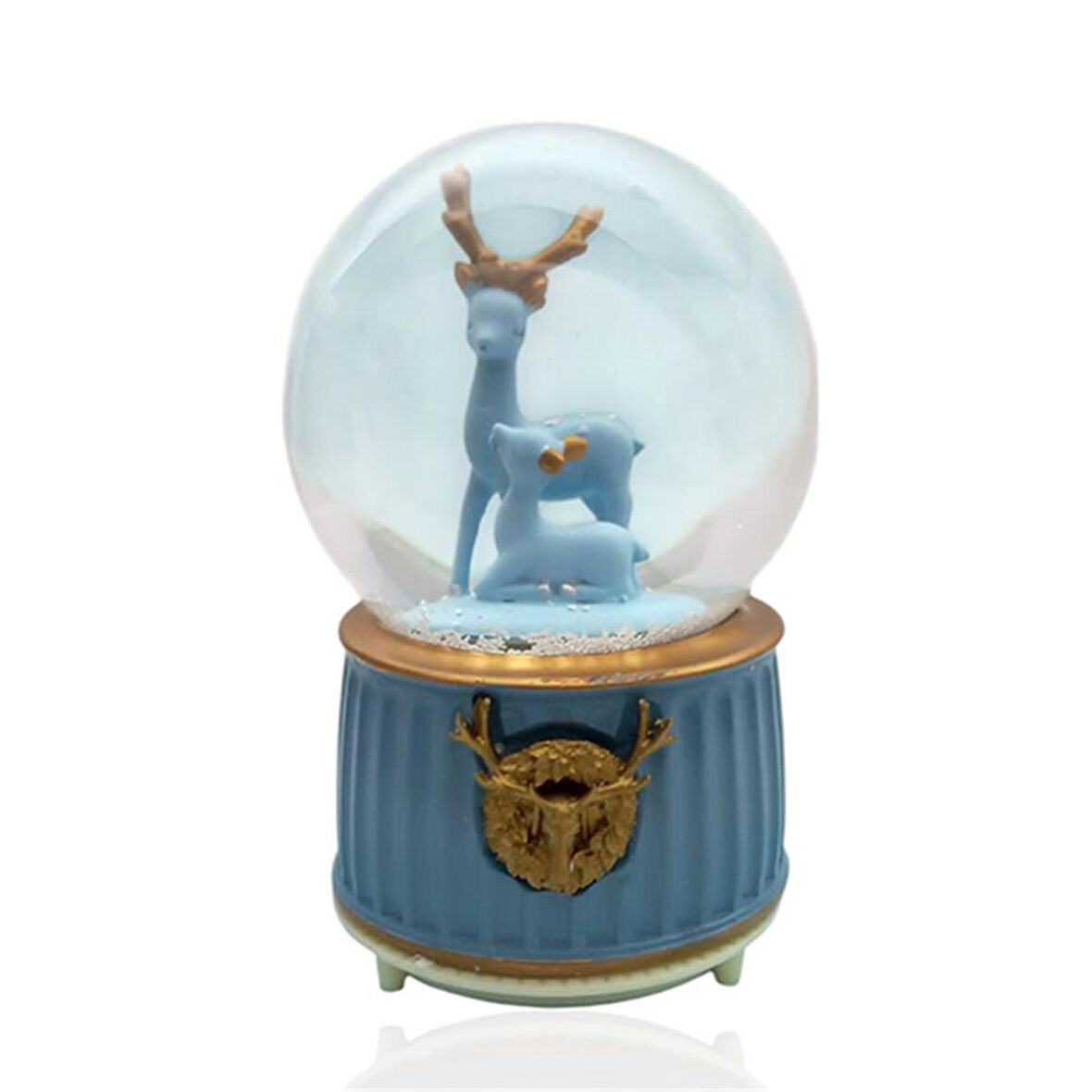 Müzikli Renk Değişiren Işıklı Kar Püskürtmeli Geyik Tasarımlı Kar Küresi