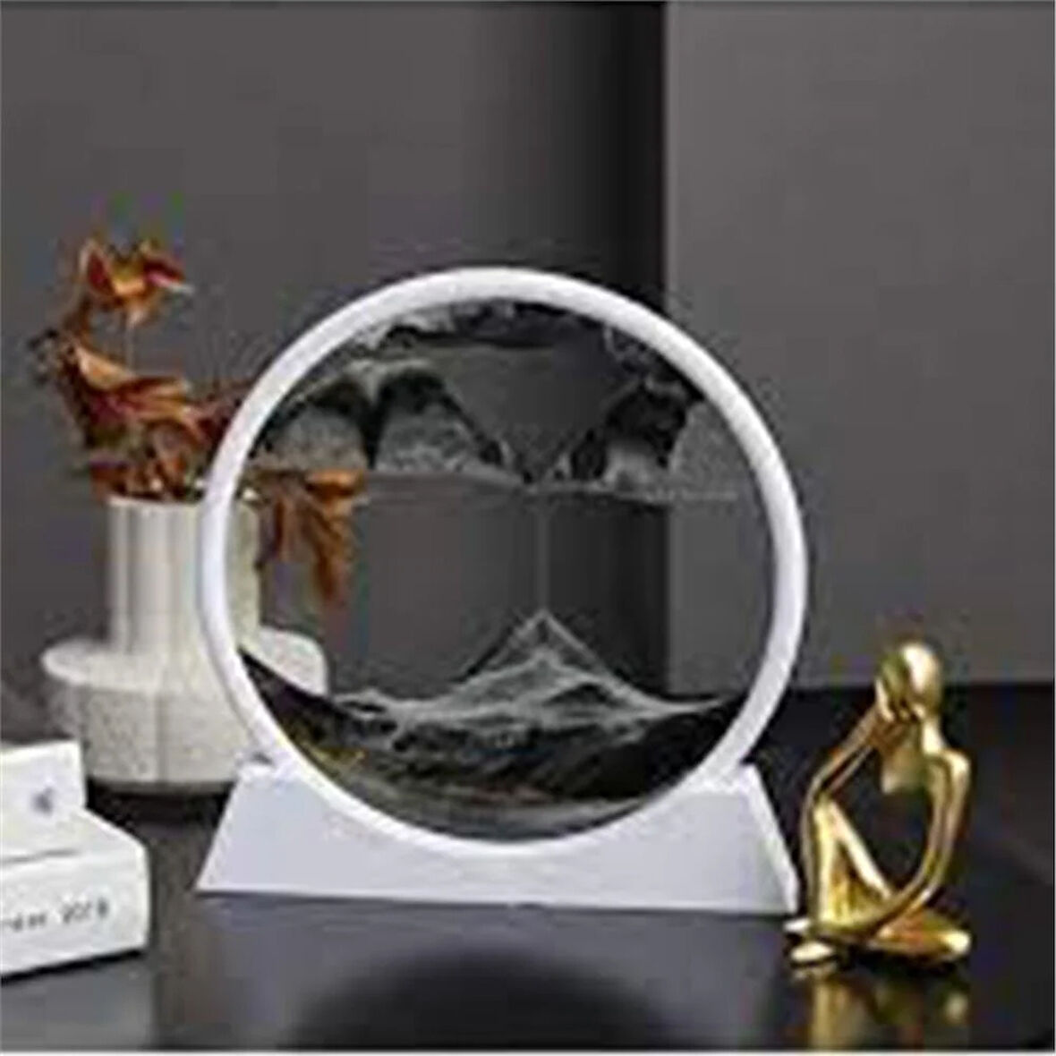 Dekoratif Çöl Temalı Siyah Kum Saati