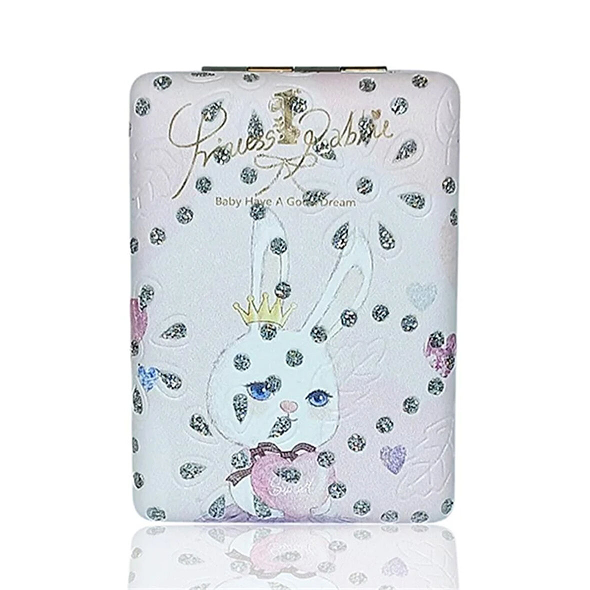 Dikdörtgen Yuvarlak Makyaj Aynası Sevmli Tavşan Pembe