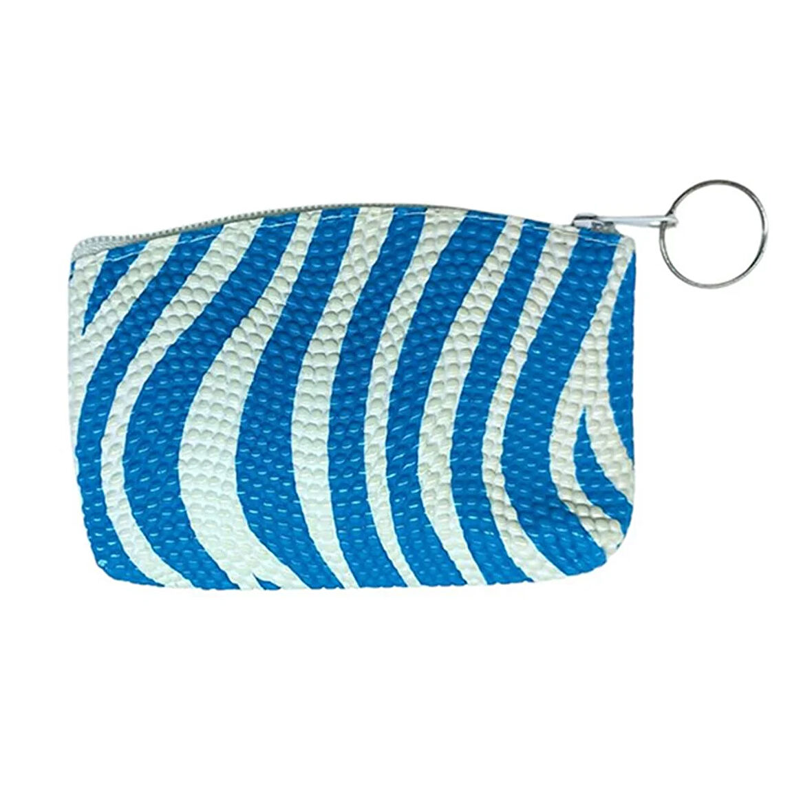 Bozuk Para Cüzdanı Anahtarlık Zebra Desenli Mavi Renk