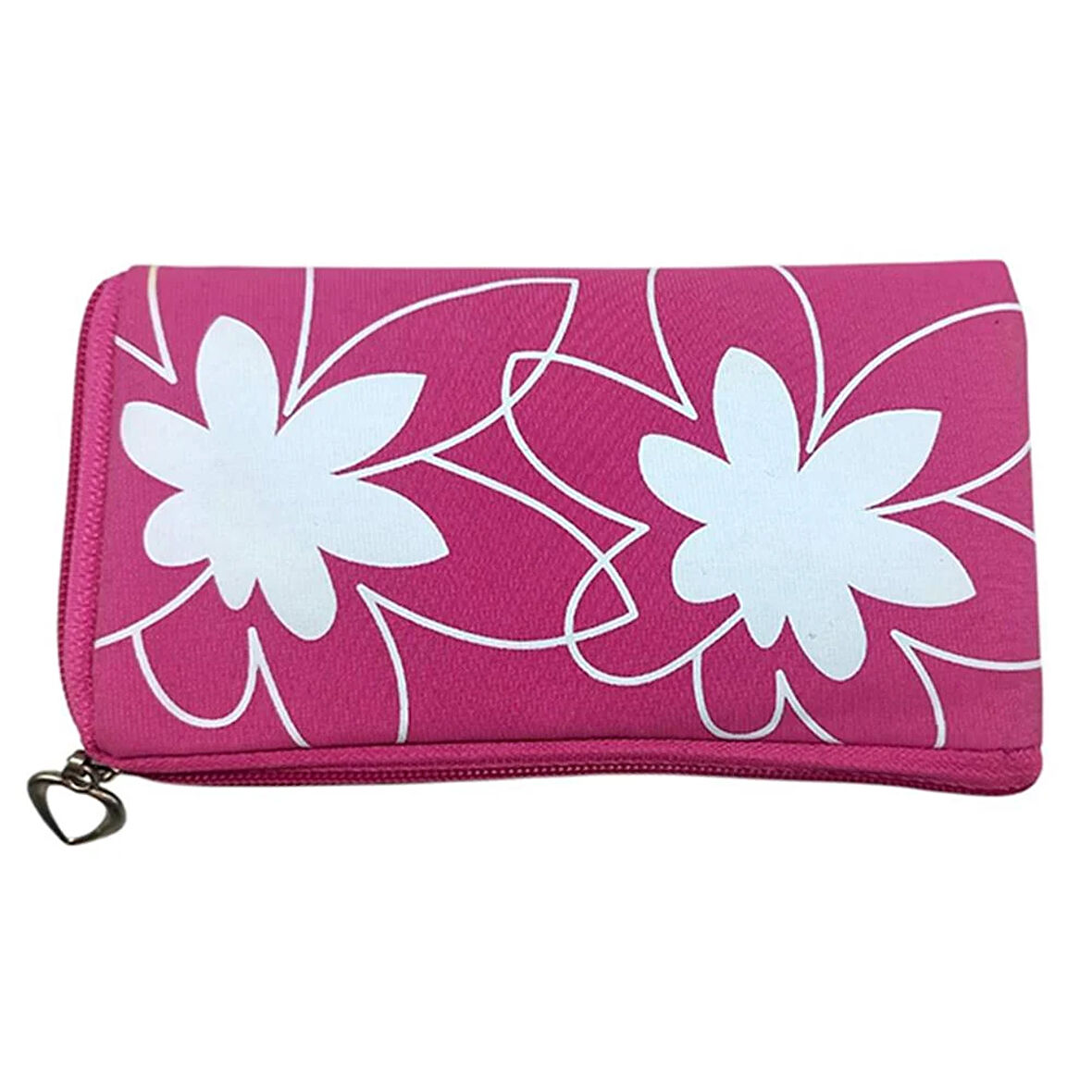 Bozuk Para Cüzdanı Anahtarlık Pembe Renk Çiçek Desenli