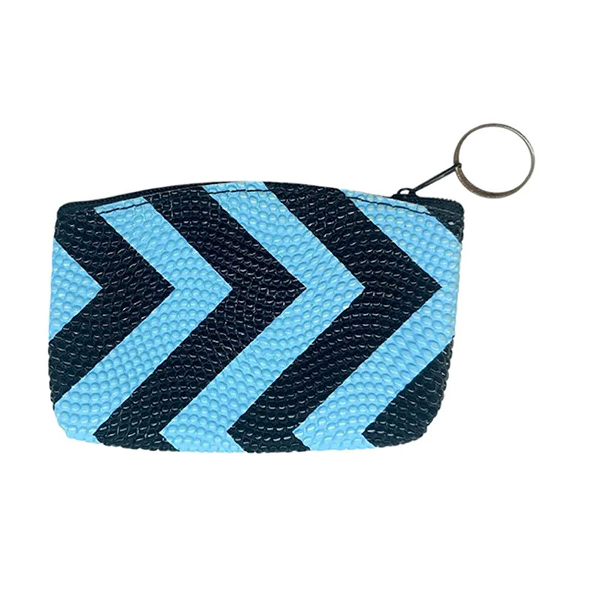 Desenli Bozuk Para Cüzdanı Anahtarlık Mavi