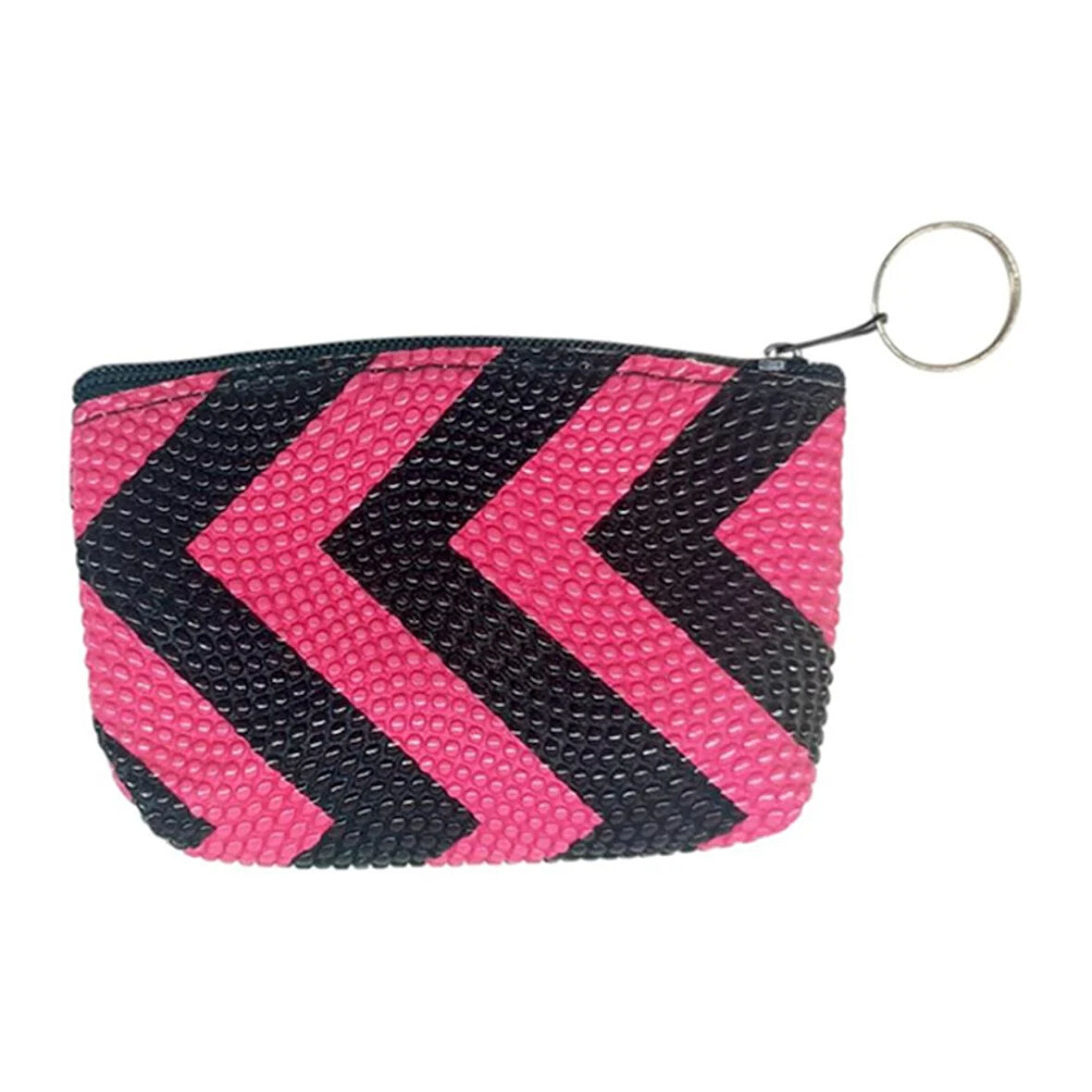 Desenli Bozuk Para Cüzdanı Anahtarlık Koyu Pembe