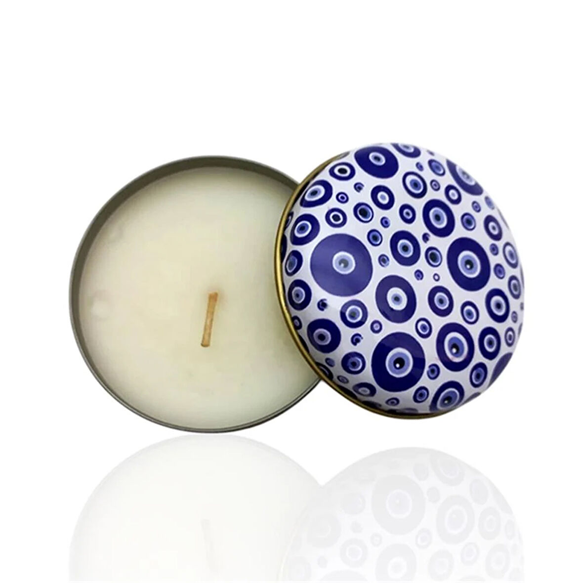 Metal Kutulu Pudra Kokulu Desenli Şık Doğal Mum