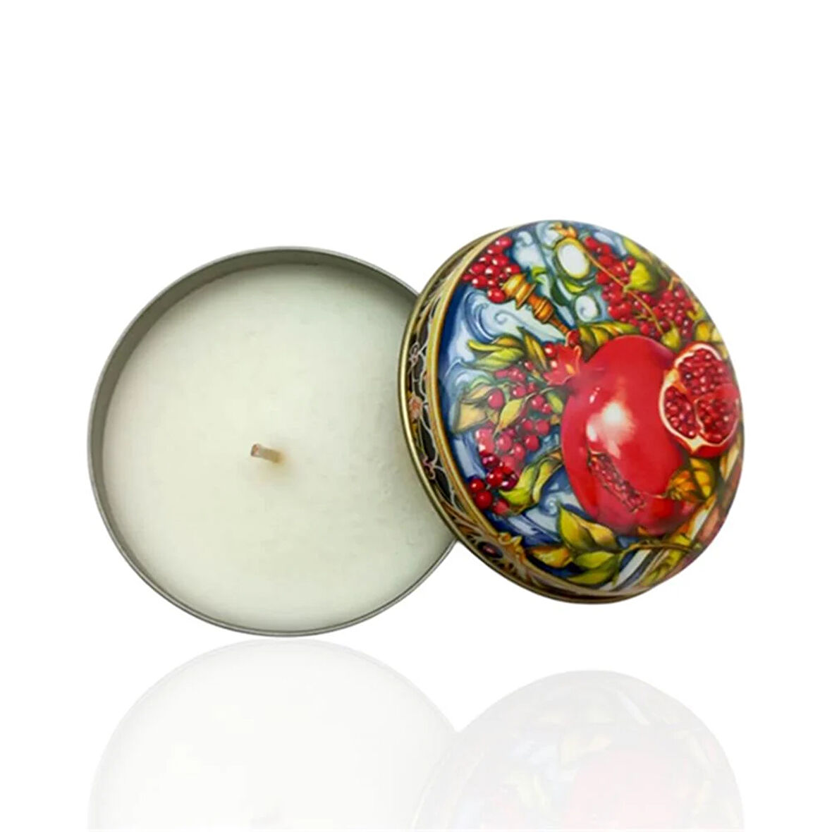 Metal Kutulu Pudra Kokulu Desenli Şık Doğal Mum