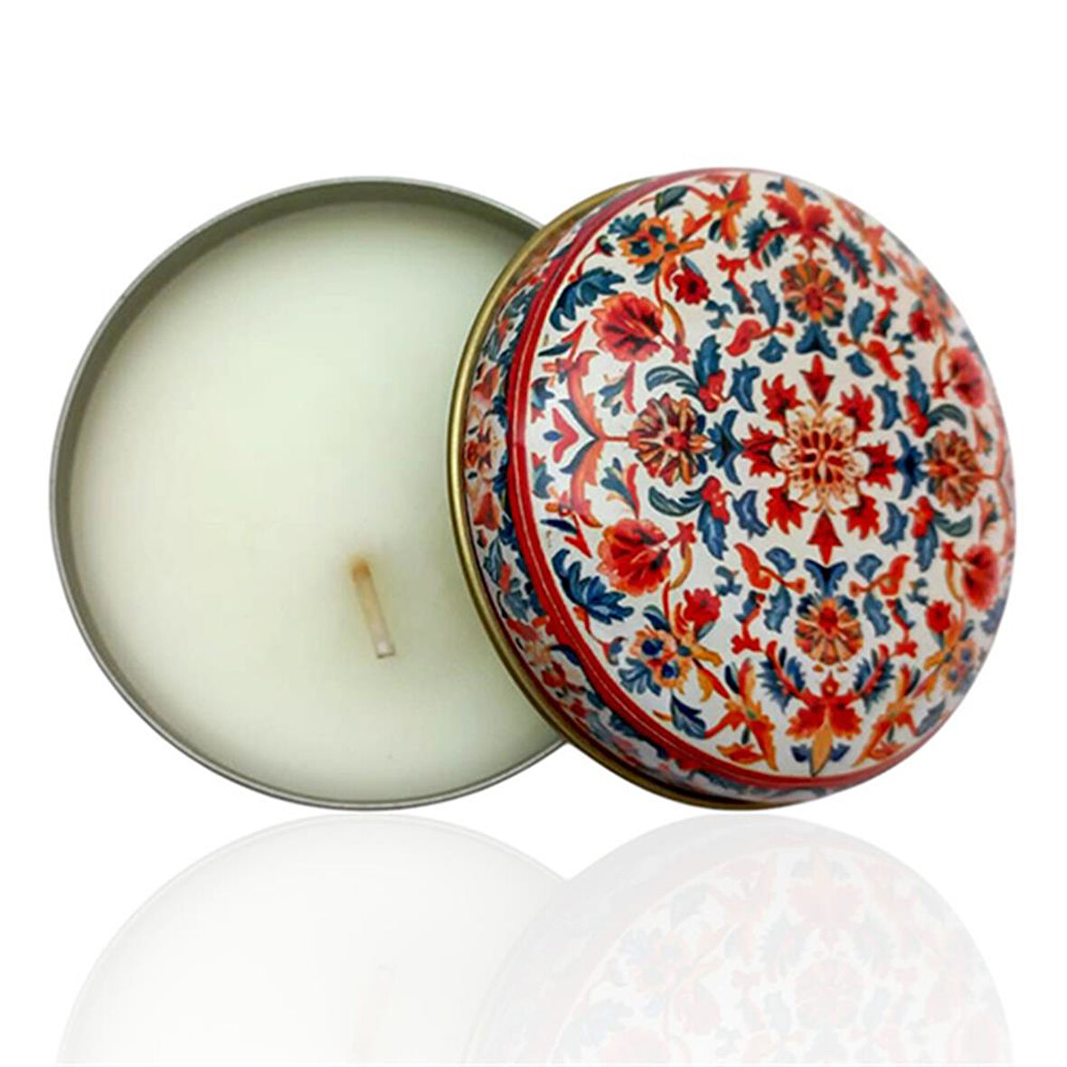 Metal Kutulu Pudra Kokulu Desenli Şık Doğal Mum