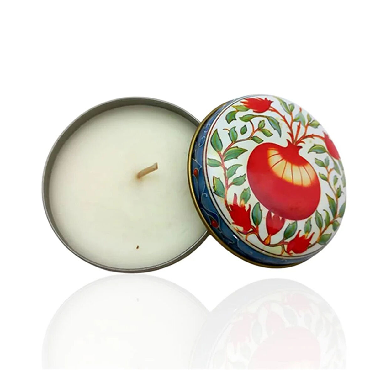 Metal Kutulu Pudra Kokulu Desenli Şık Doğal Mum