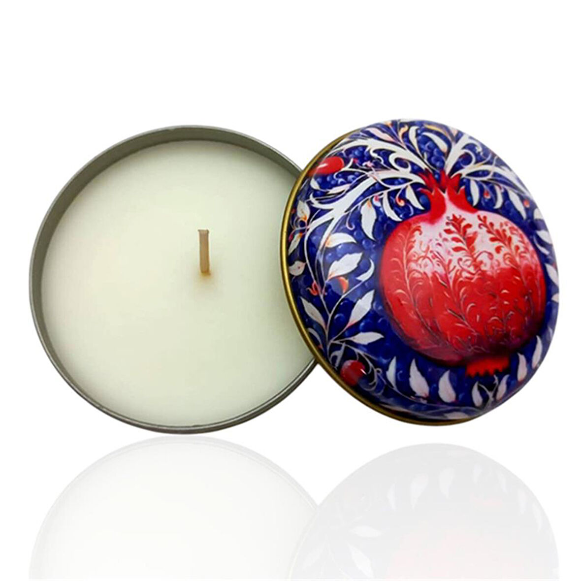 Metal Kutulu Pudra Kokulu Desenli Şık Doğal Mum