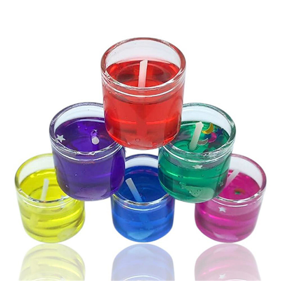 Dekoratif Jel Renki 6'lı Mum