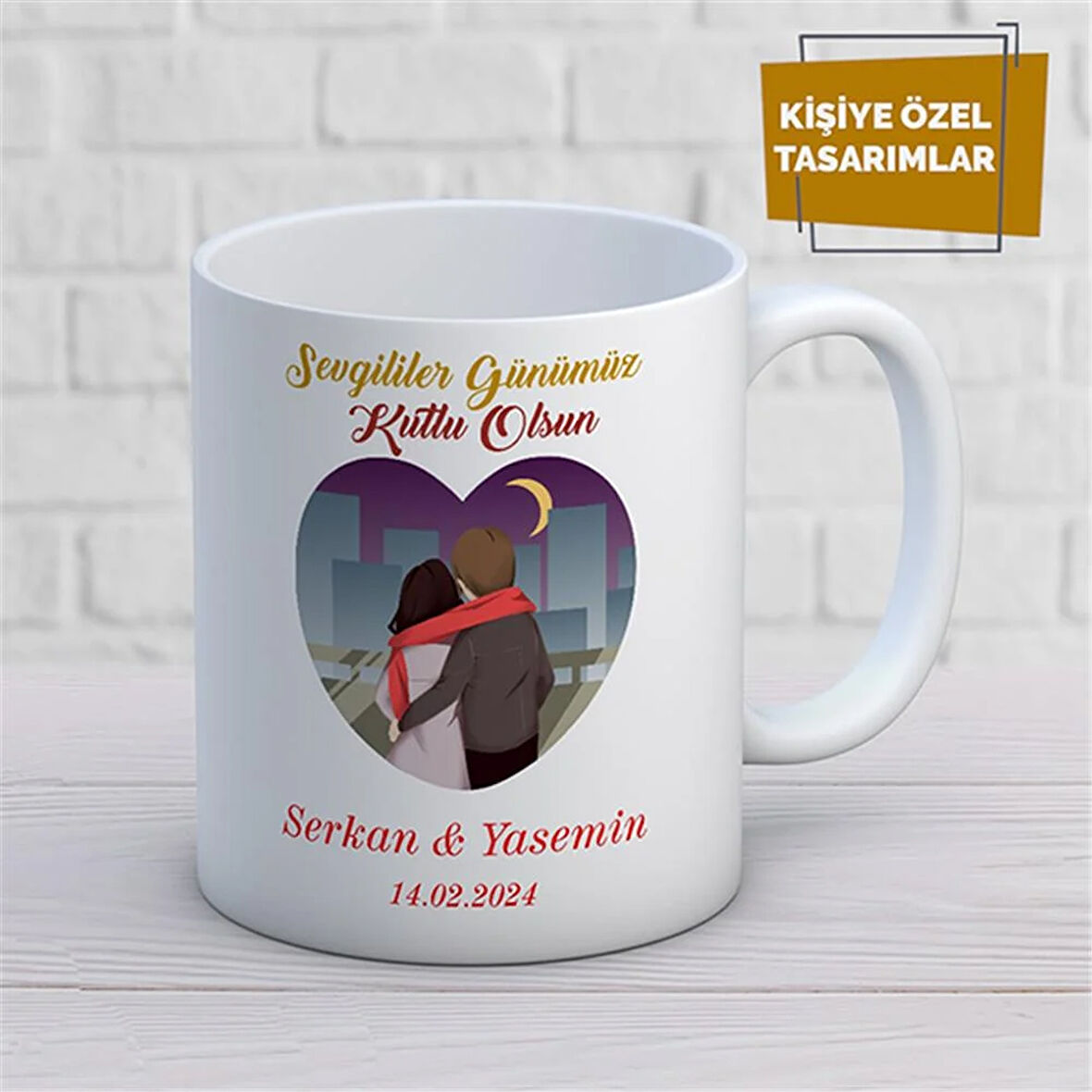 Kişiye Özel İsim Yazılabilir Sevgi Temalı Kupa Bardak