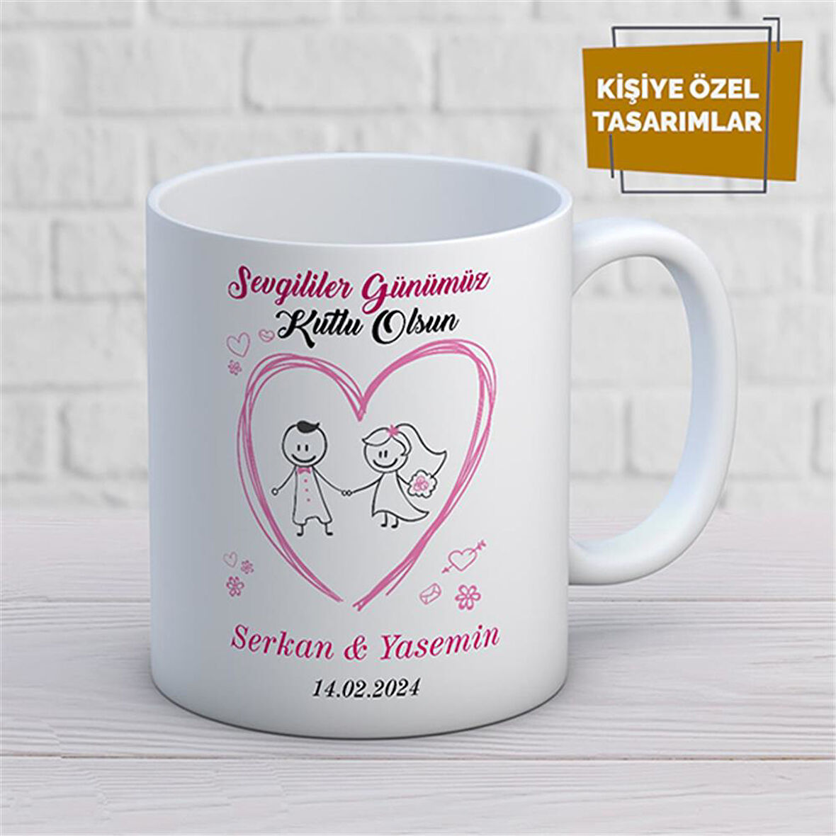 Kişiye Özel İsim Yazılabilir Sevgi Temalı Kupa Bardak