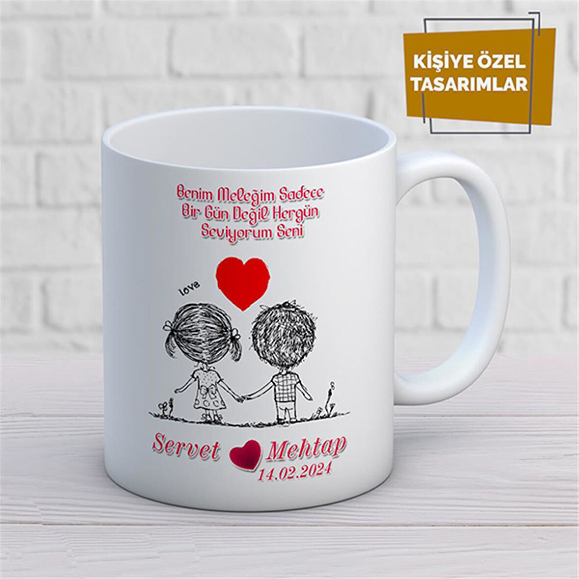 Kişiye Özel İsim Yazılabilir Sevgi Temalı Kupa Bardak