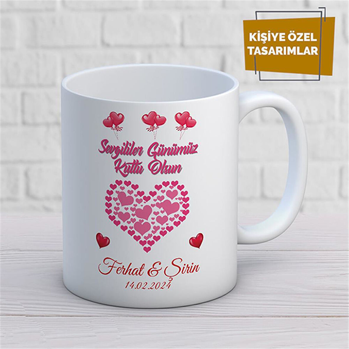 Kişiye Özel İsim Yazılabilir Sevgi Temalı Kupa Bardak