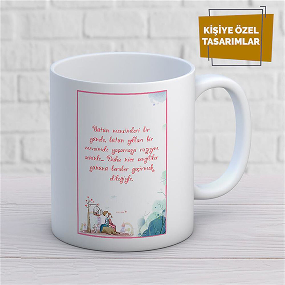 Kişiye Özel İsim Yazılabilir Sevgi Temalı Kupa Bardak