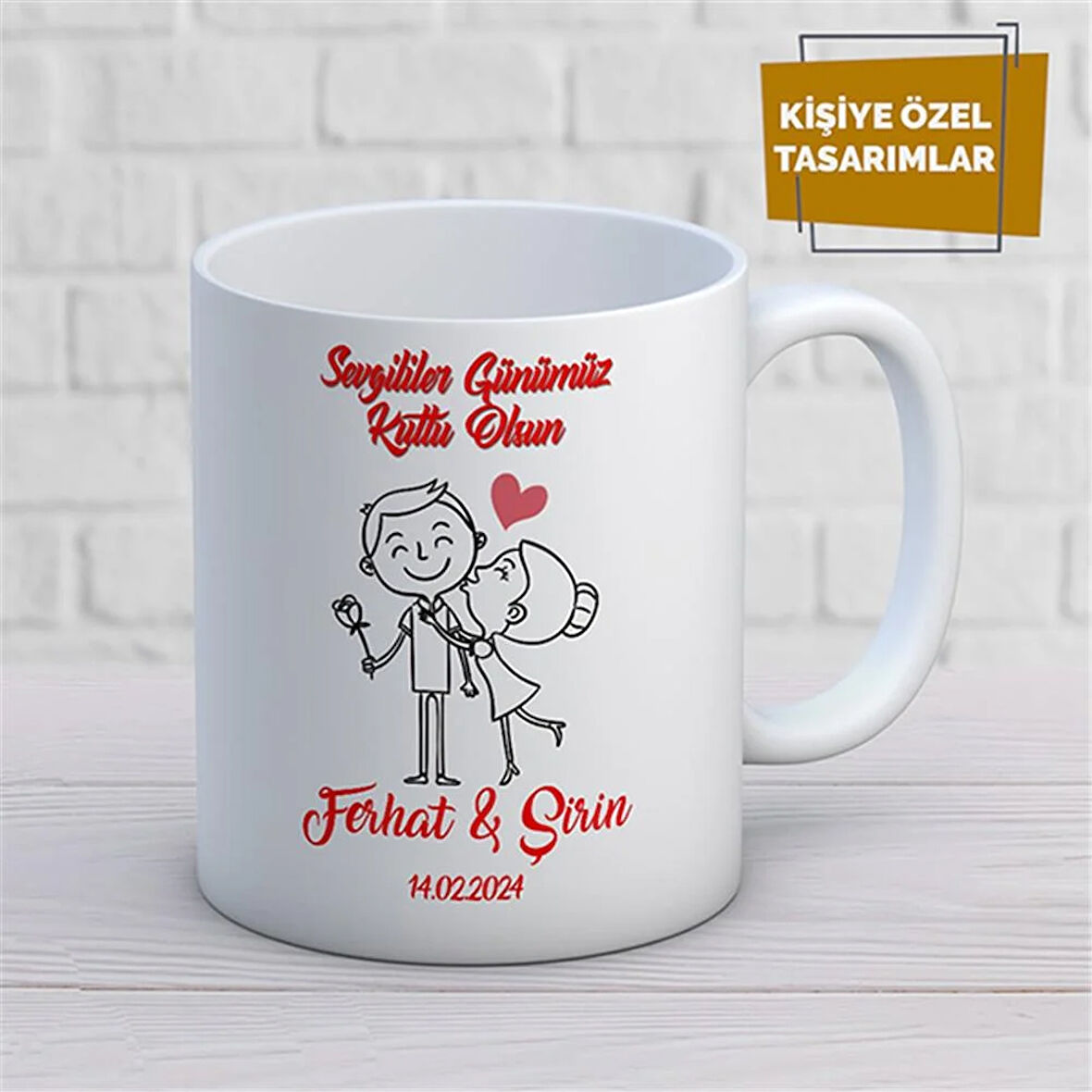 Kişiye Özel İsim Yazılabilir Sevgi Temalı Kupa Bardak