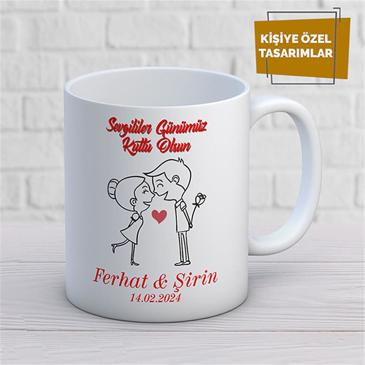 Kişiye Özel İsim Yazılabilir Sevgi Temalı Kupa Bardak