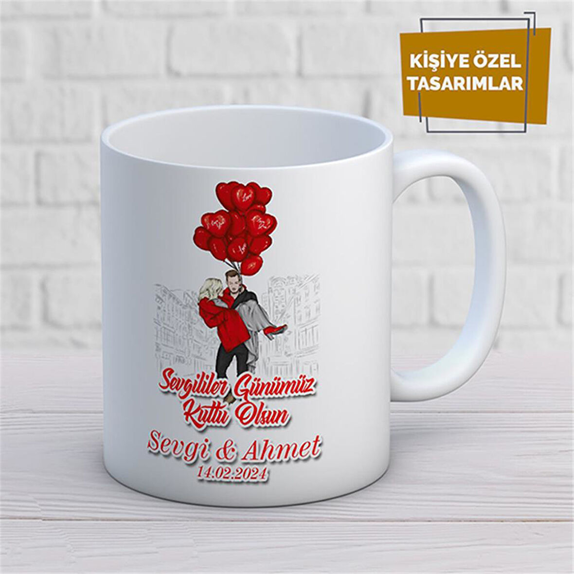 Kişiye Özel İsim Yazılabilir Sevgi Temalı Kupa Bardak
