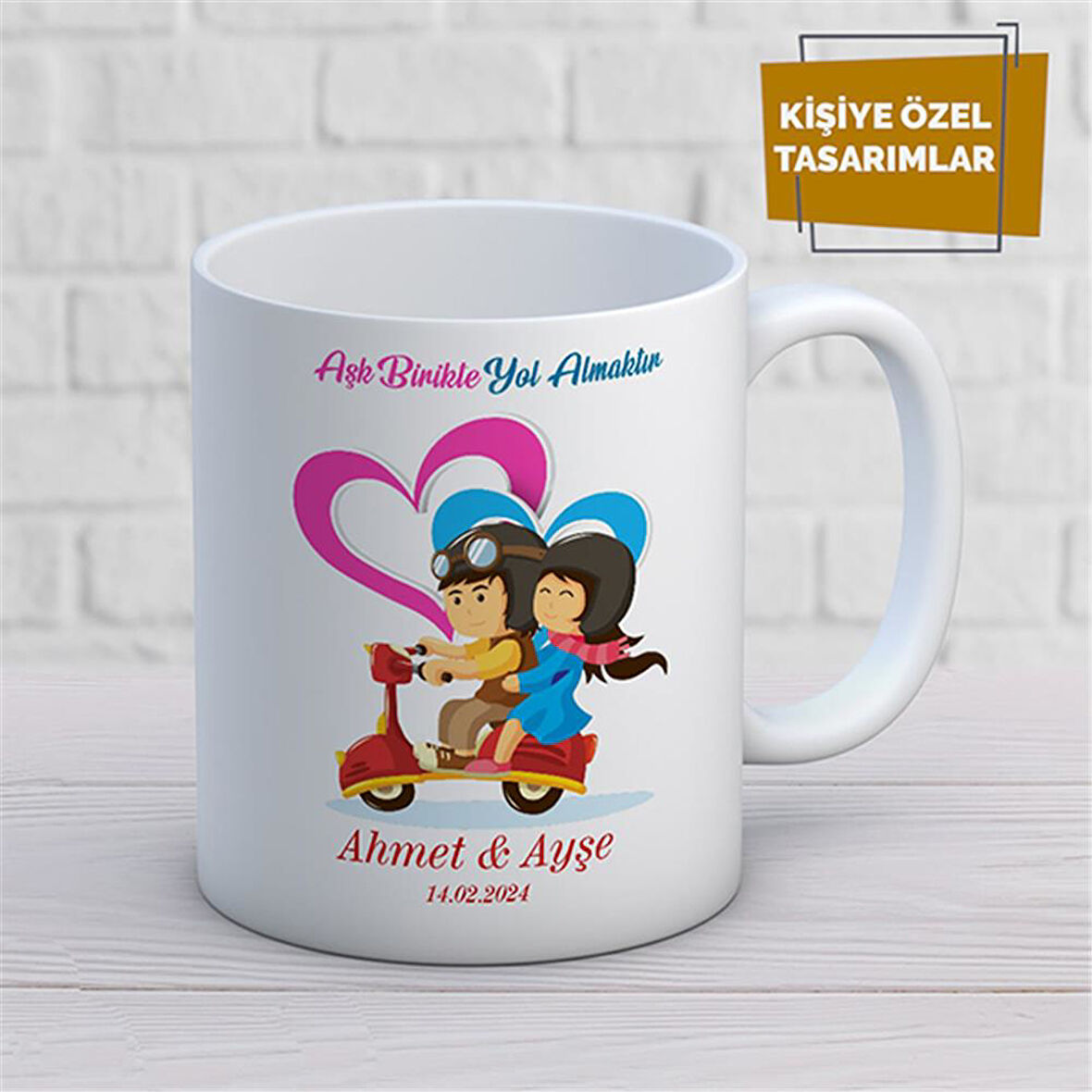 Kişiye Özel İsim Yazılabilir Sevgi Temalı Kupa Bardak