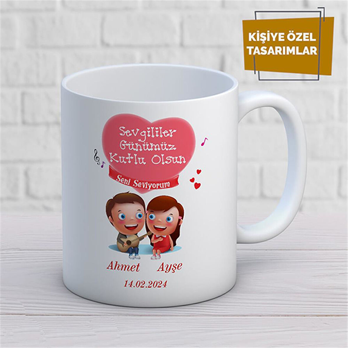 Kişiye Özel İsim Yazılabilir Sevgi Temalı Kupa Bardak
