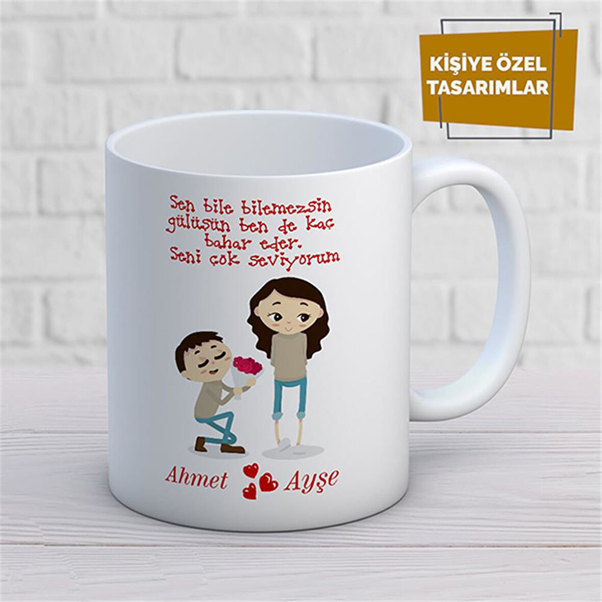 Kişiye Özel İsim Yazılabilir Sevgi Temalı Kupa Bardak