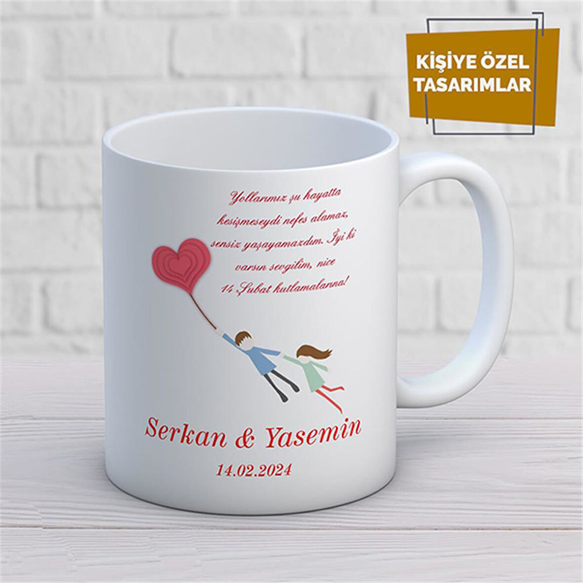 Kişiye Özel İsim Yazılabilir Sevgi Temalı Kupa Bardak