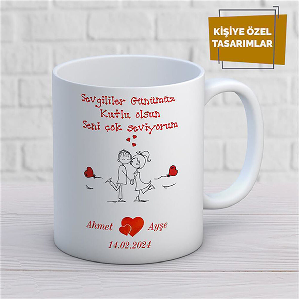 Kişiye Özel İsim Yazılabilir Sevgi Temalı Kupa Bardak