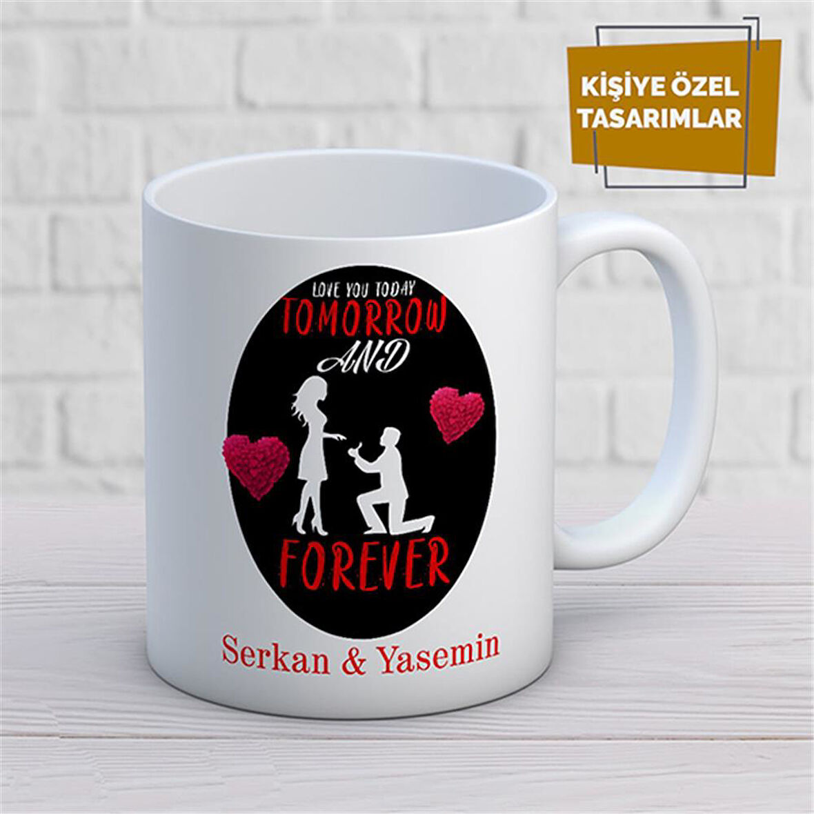 Kişiye Özel İsim Yazılabilir Sevgi Temalı Kupa Bardak